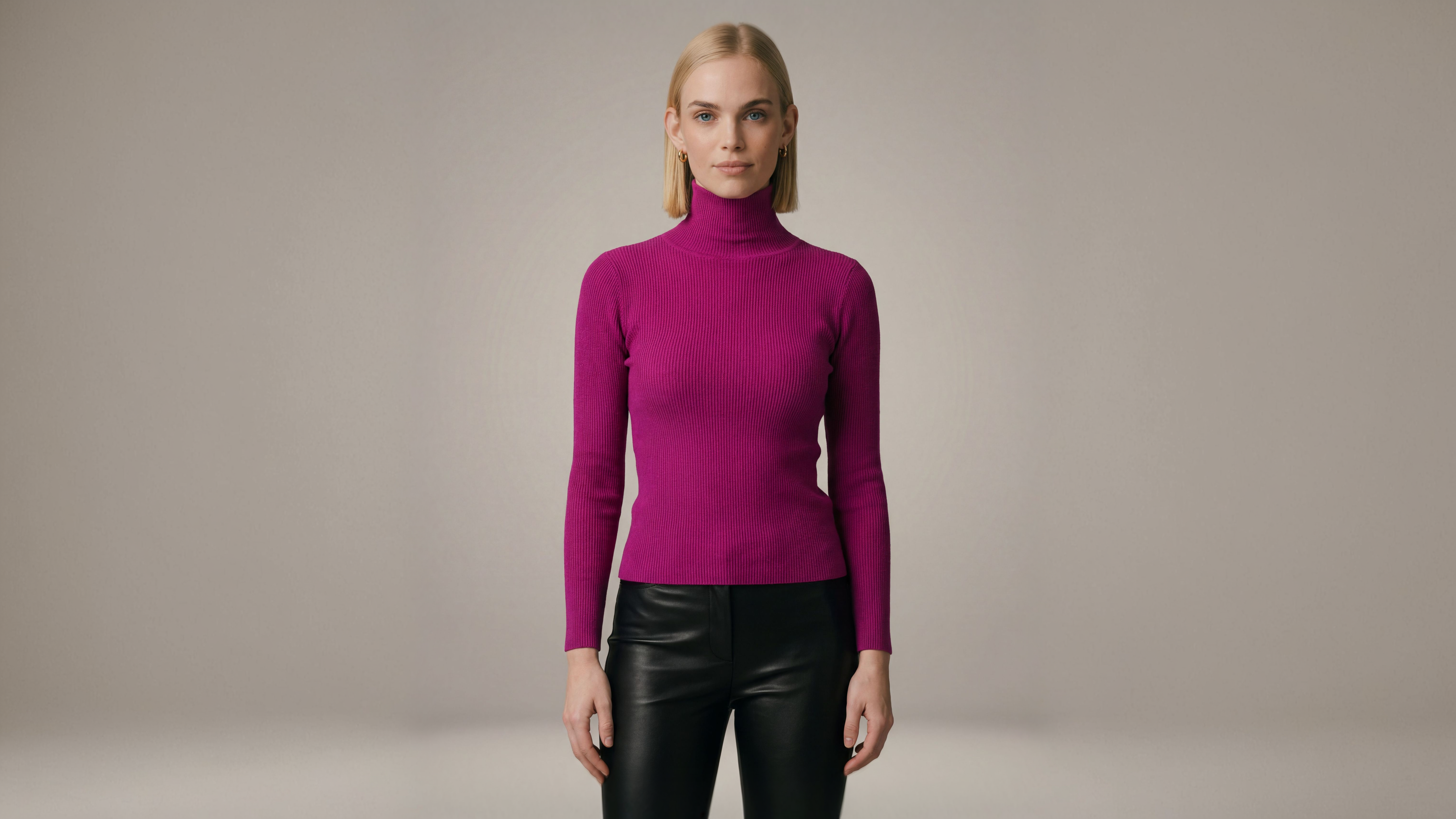 Cashmere Turtle Neck Sweater - Fuchsia – Luly Yang Couture
