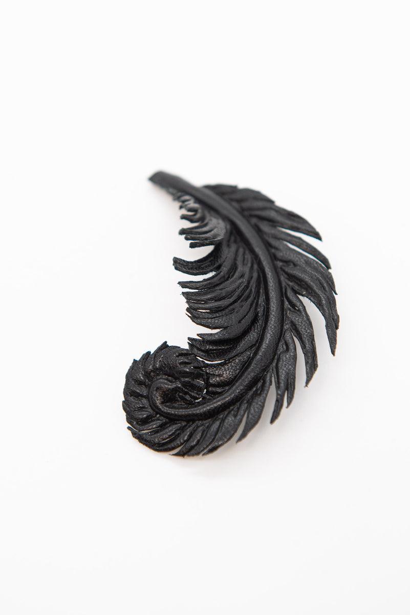 Black Leather Lapel Pin Luly Yang