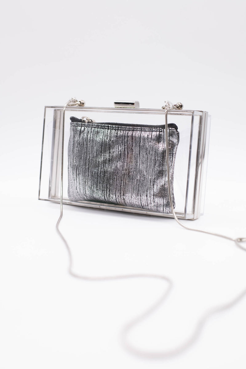 Acrylic Box Clutch with Leather Zippered Pouch – Luly Yang