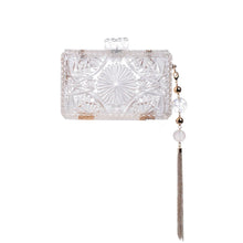 Load image into Gallery viewer, Vintage Clear Hand Carved Resin Rectangular Clutch