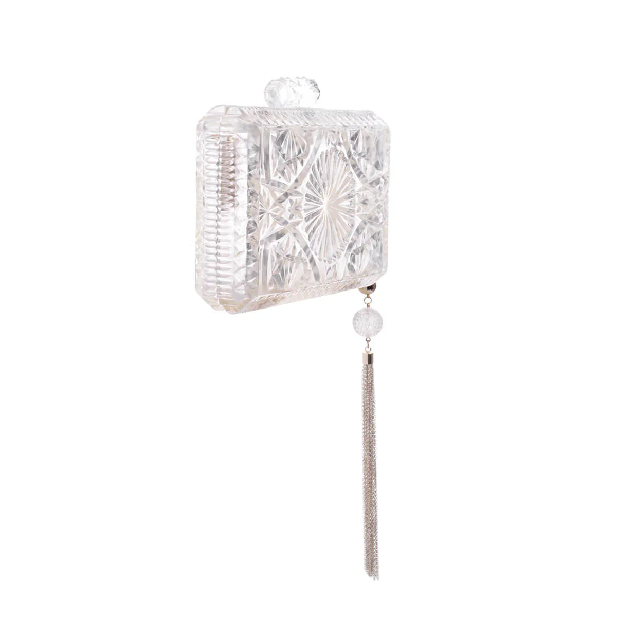 Vintage Clear Hand Carved Resin Rectangular Clutch