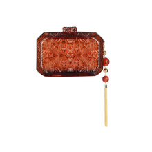 Load image into Gallery viewer, Amber Hand Carved Resin Wide Octagon Clutch