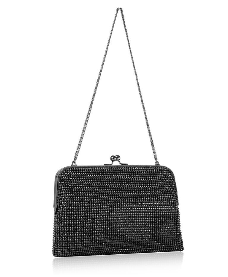 Crystal Mesh Clutch - Black