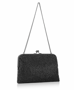 Crystal Mesh Clutch - Black