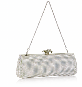 White Crystal Mesh Clutch