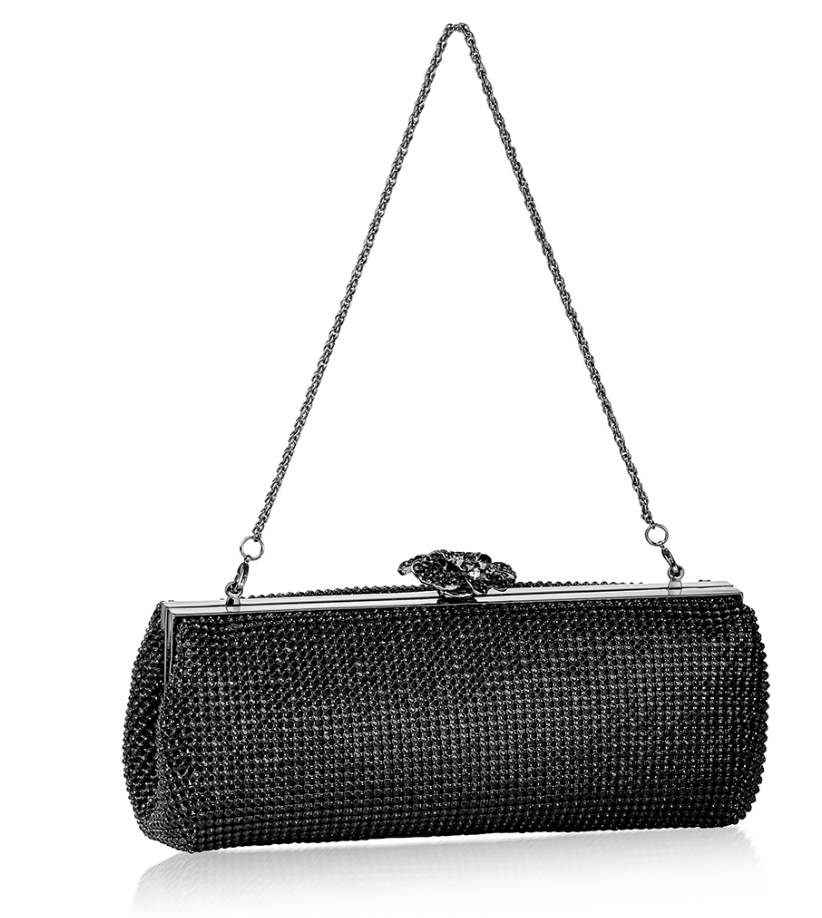 Black Crystal Mesh Clutch