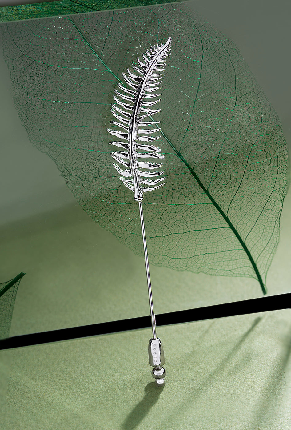 Rhodium Fern Lapel Pin