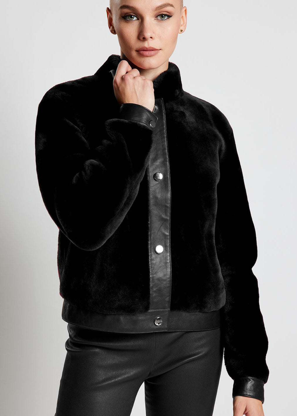 Shearling Bomber Jacket - Black
