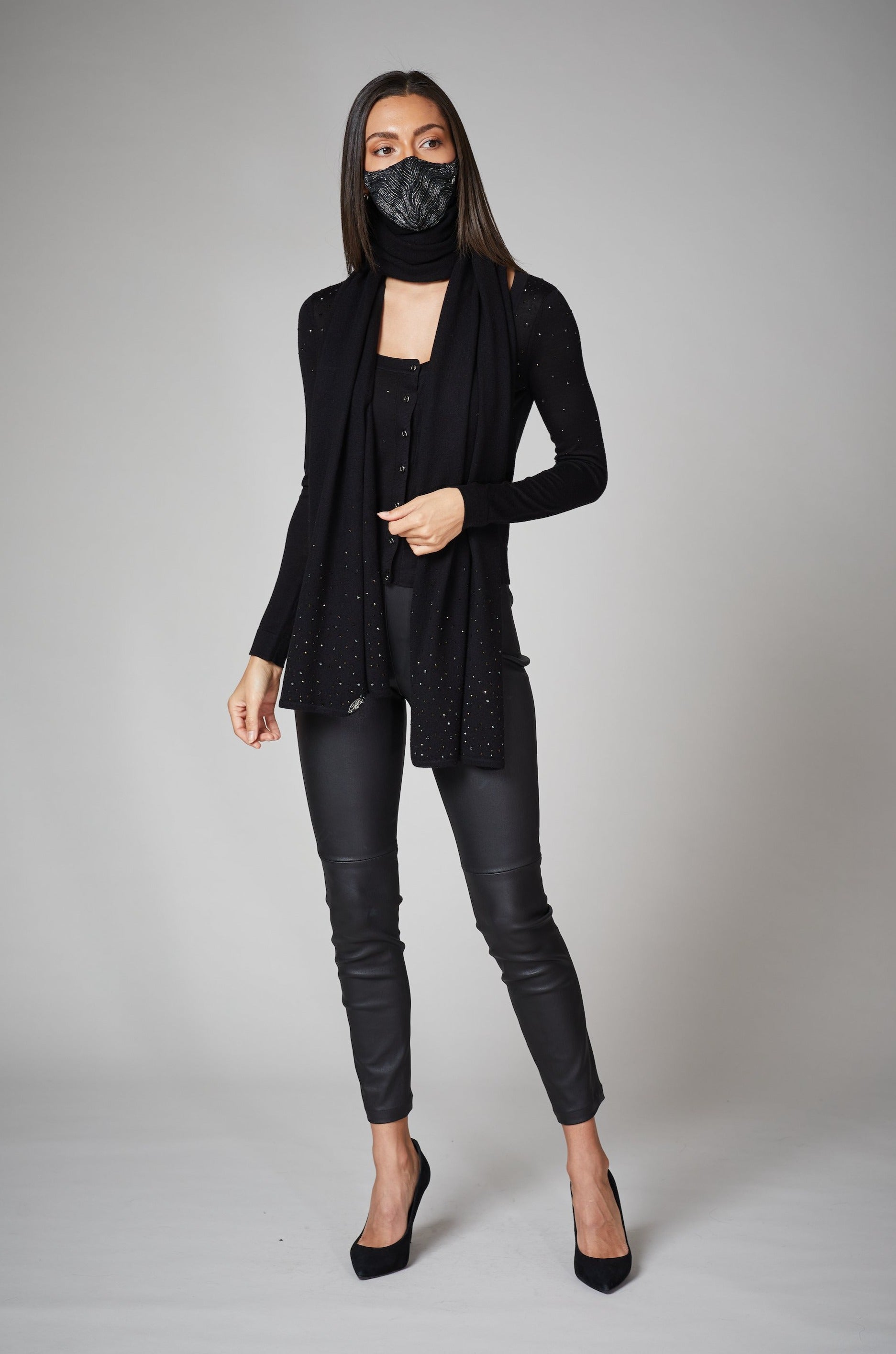 Black Crystal Cashmere Shawl - Available for Pre-Order