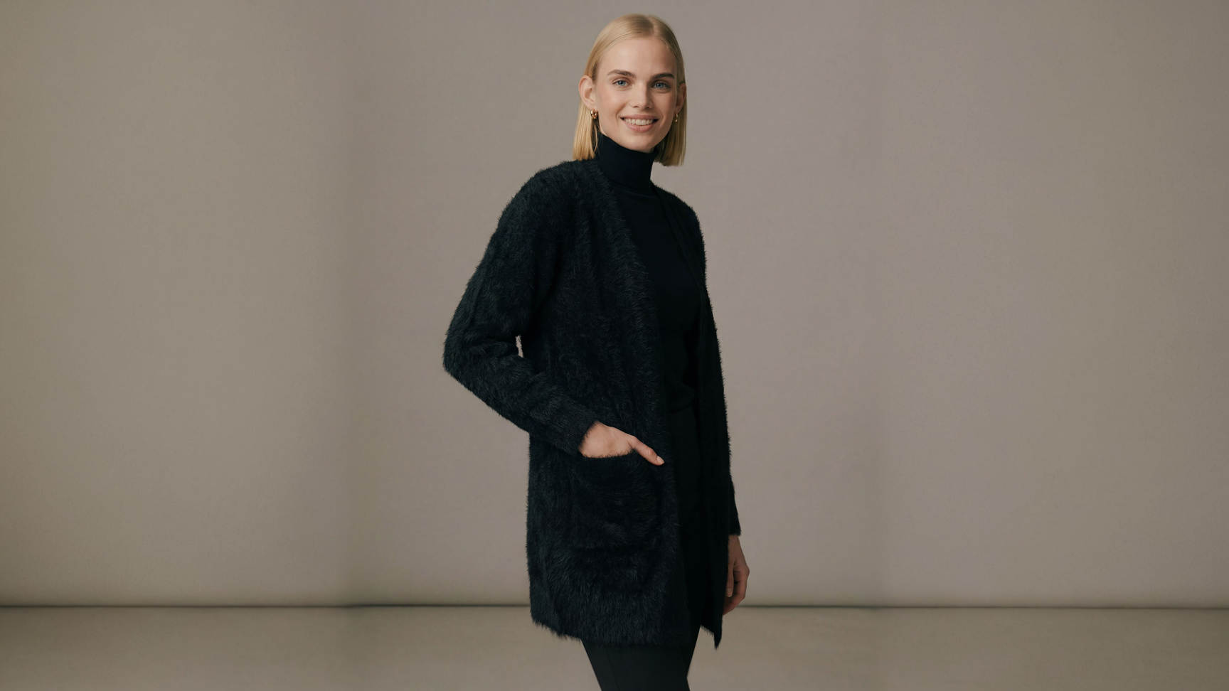 Cashmere French Cardigan - Black