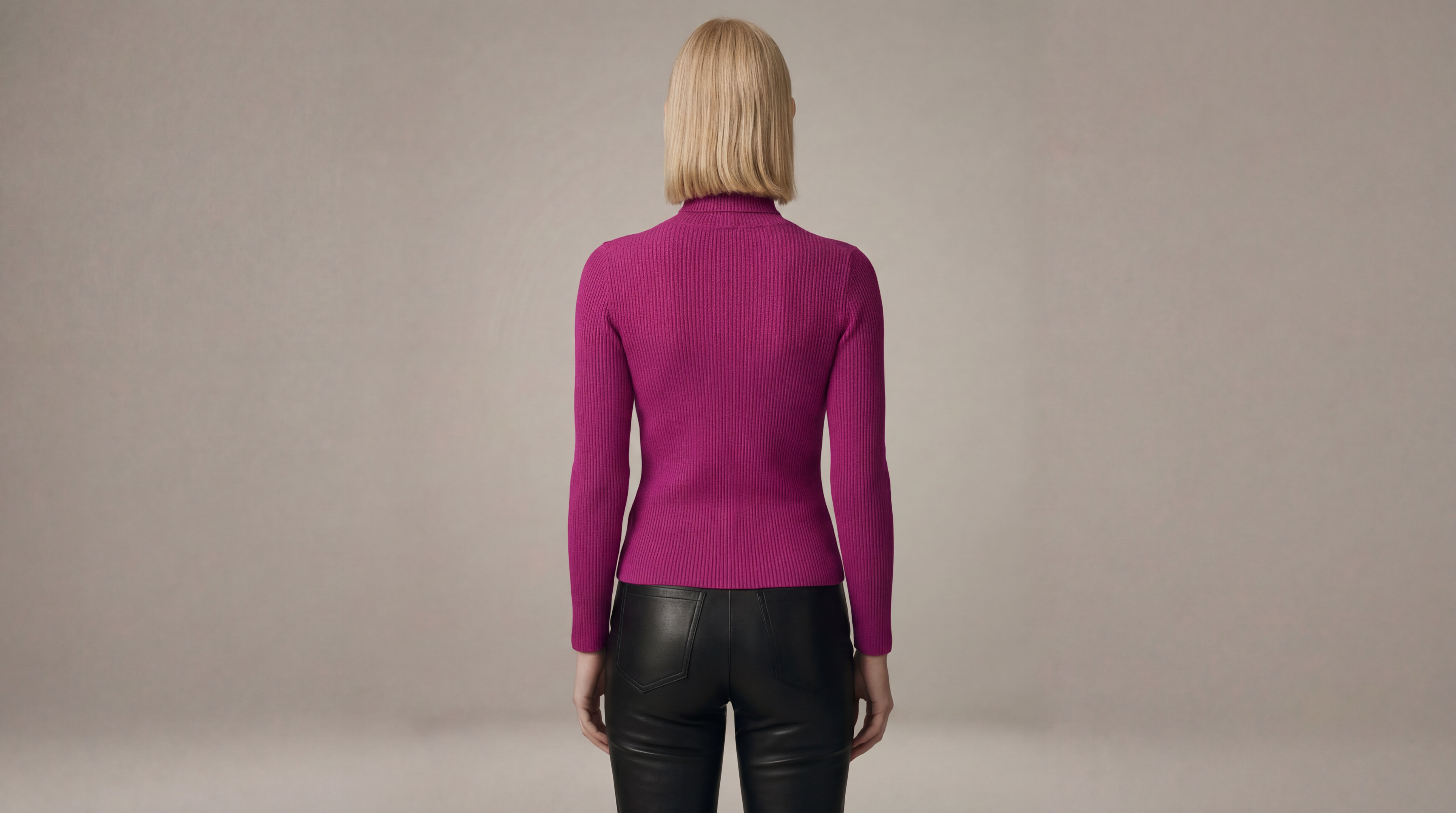 Cashmere Turtle Neck Sweater - Fuchsia