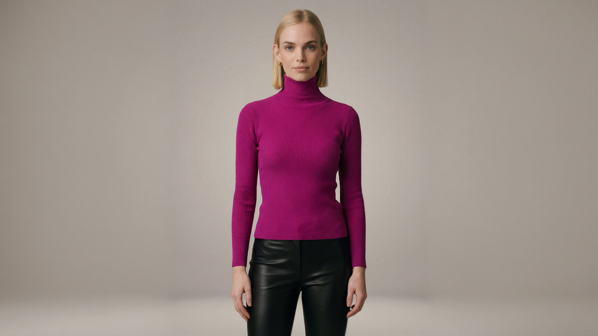 Cashmere Turtle Neck Sweater - Fuchsia