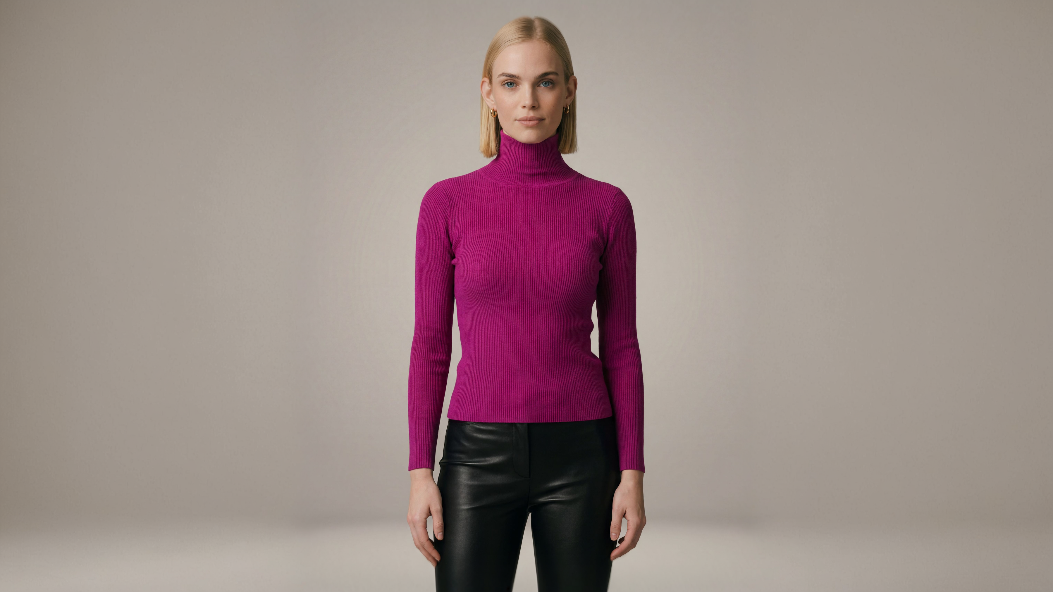 Cashmere Turtle Neck Sweater - Fuchsia