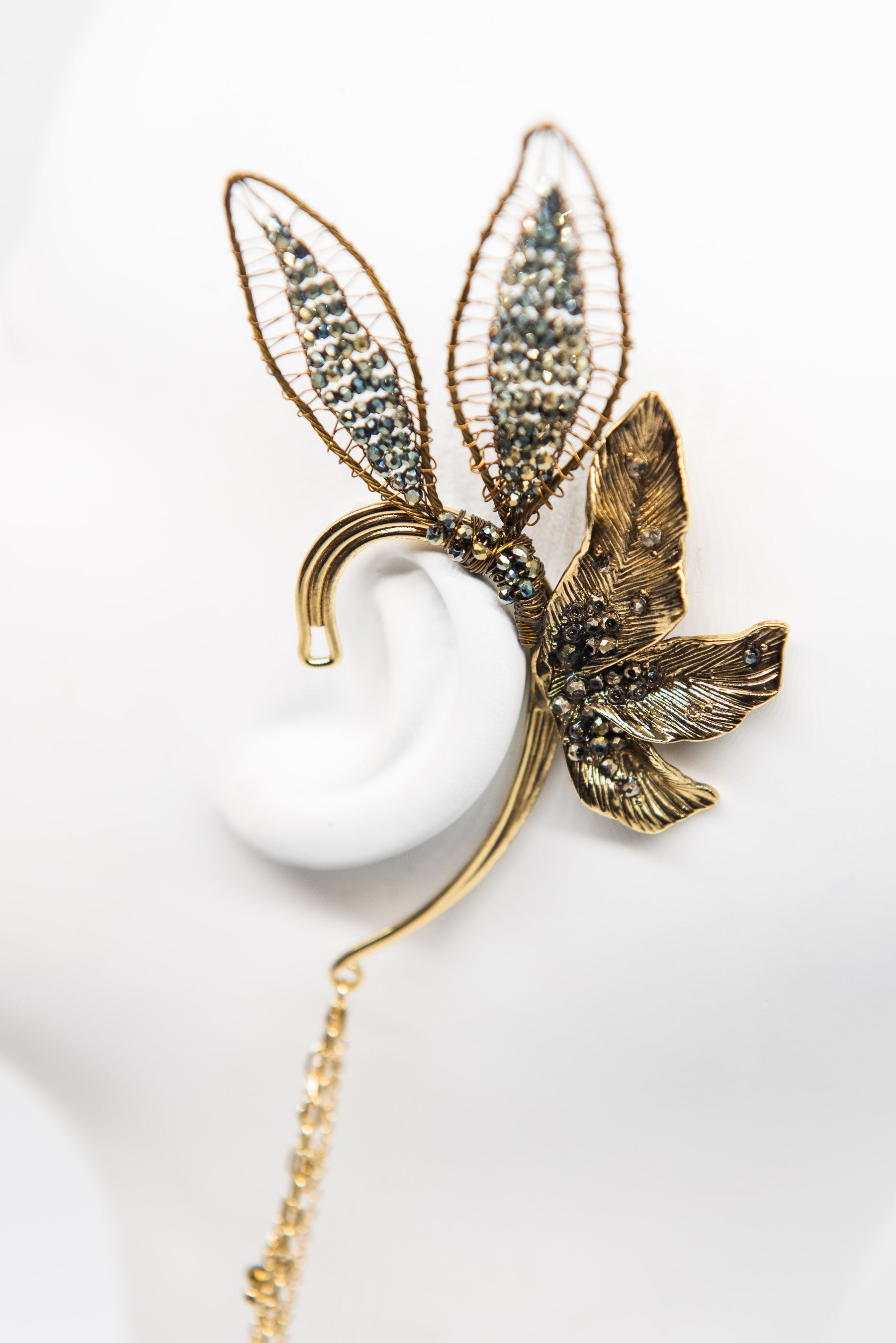 Golden Leaf Earcuff with Tassel- SOLD OUT