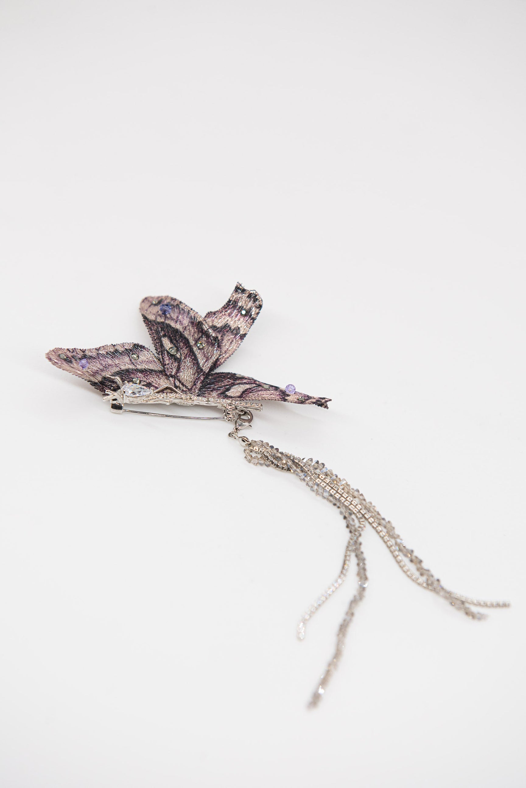 Purple Butterfly Brooch with Tassel