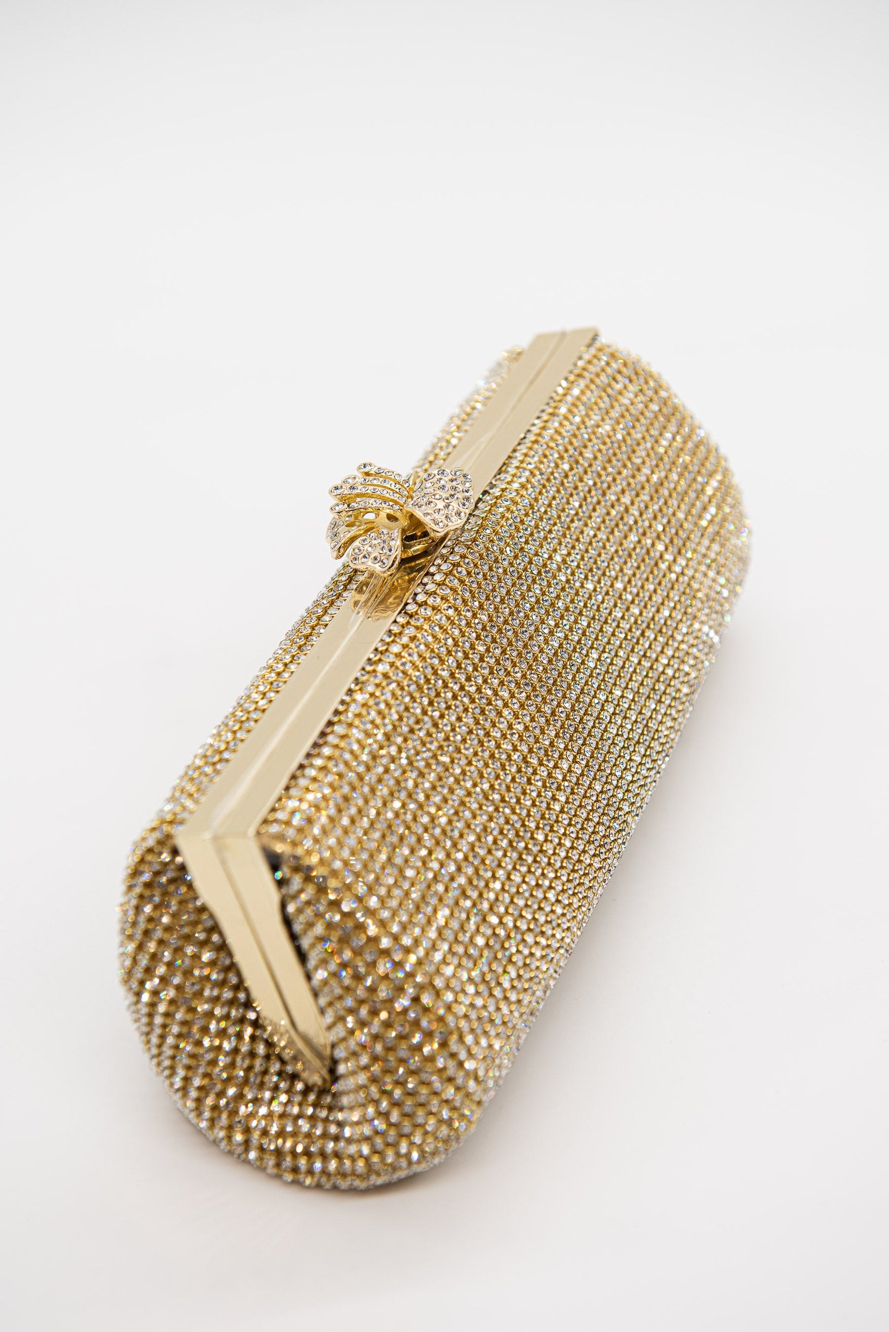 Gold Crystal Mesh Clutch