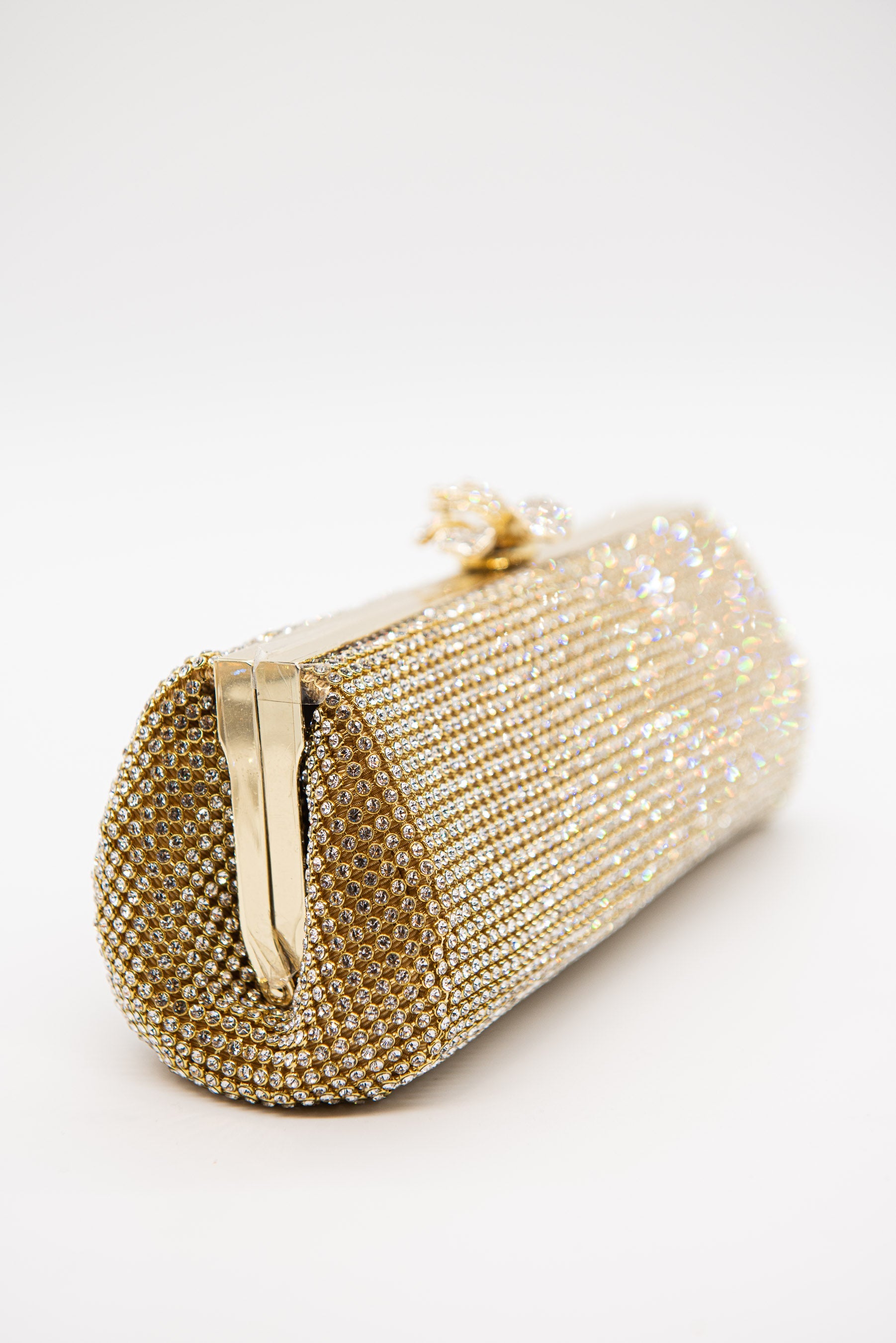 Gold Crystal Mesh Clutch