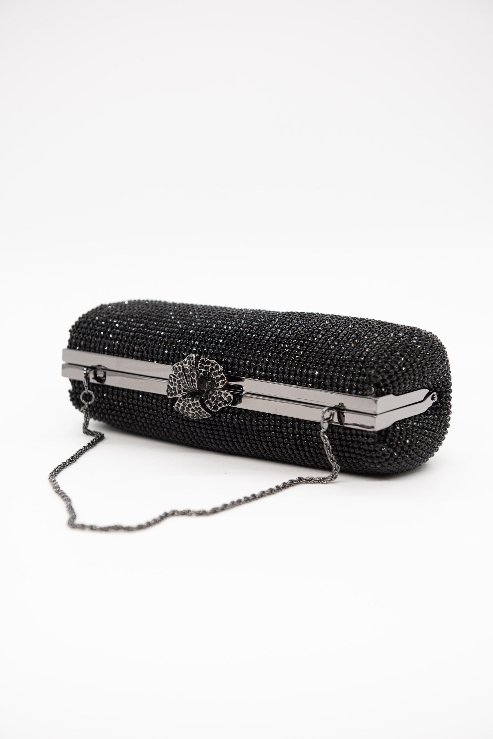 Black Crystal Mesh Clutch