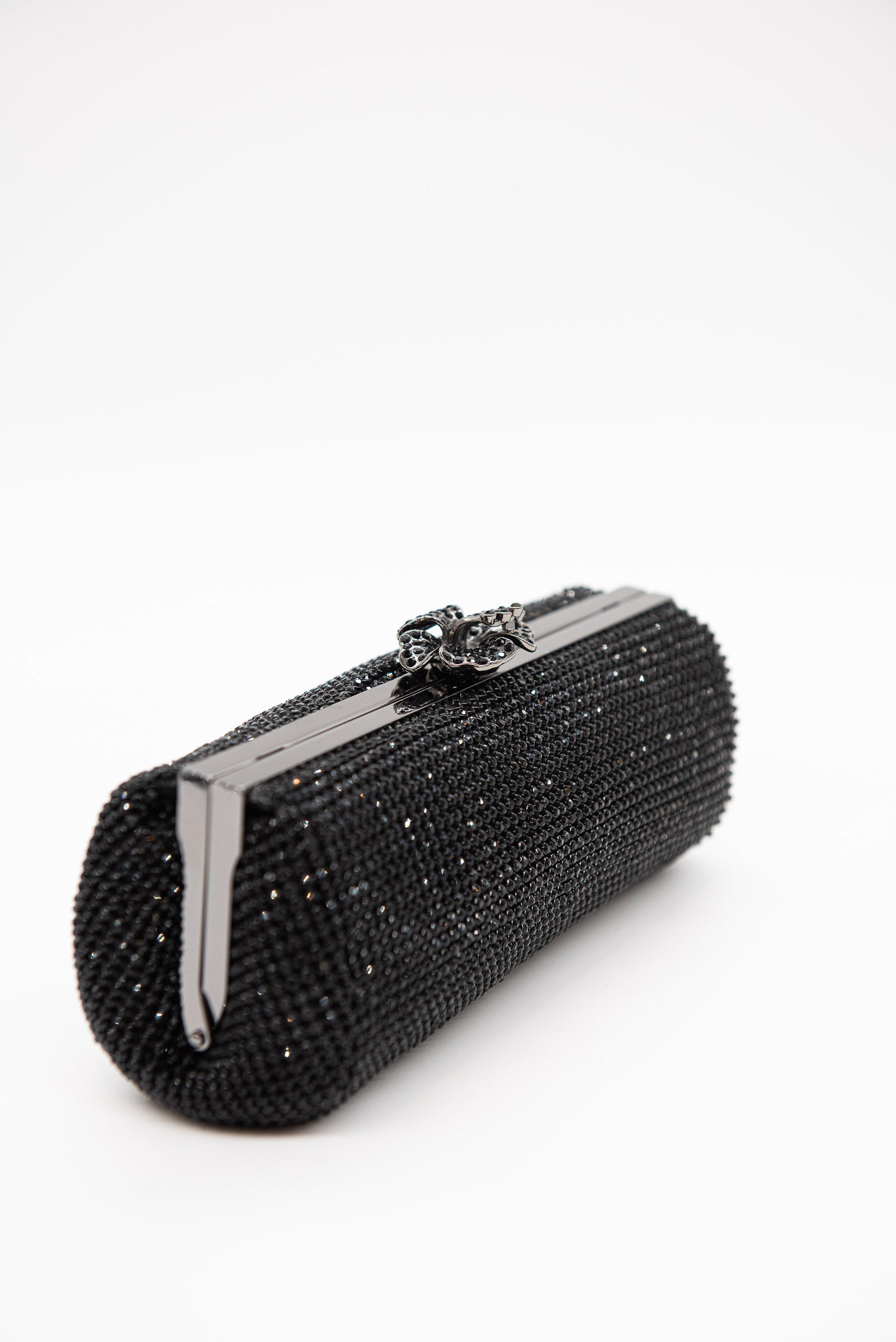 Black Crystal Mesh Clutch