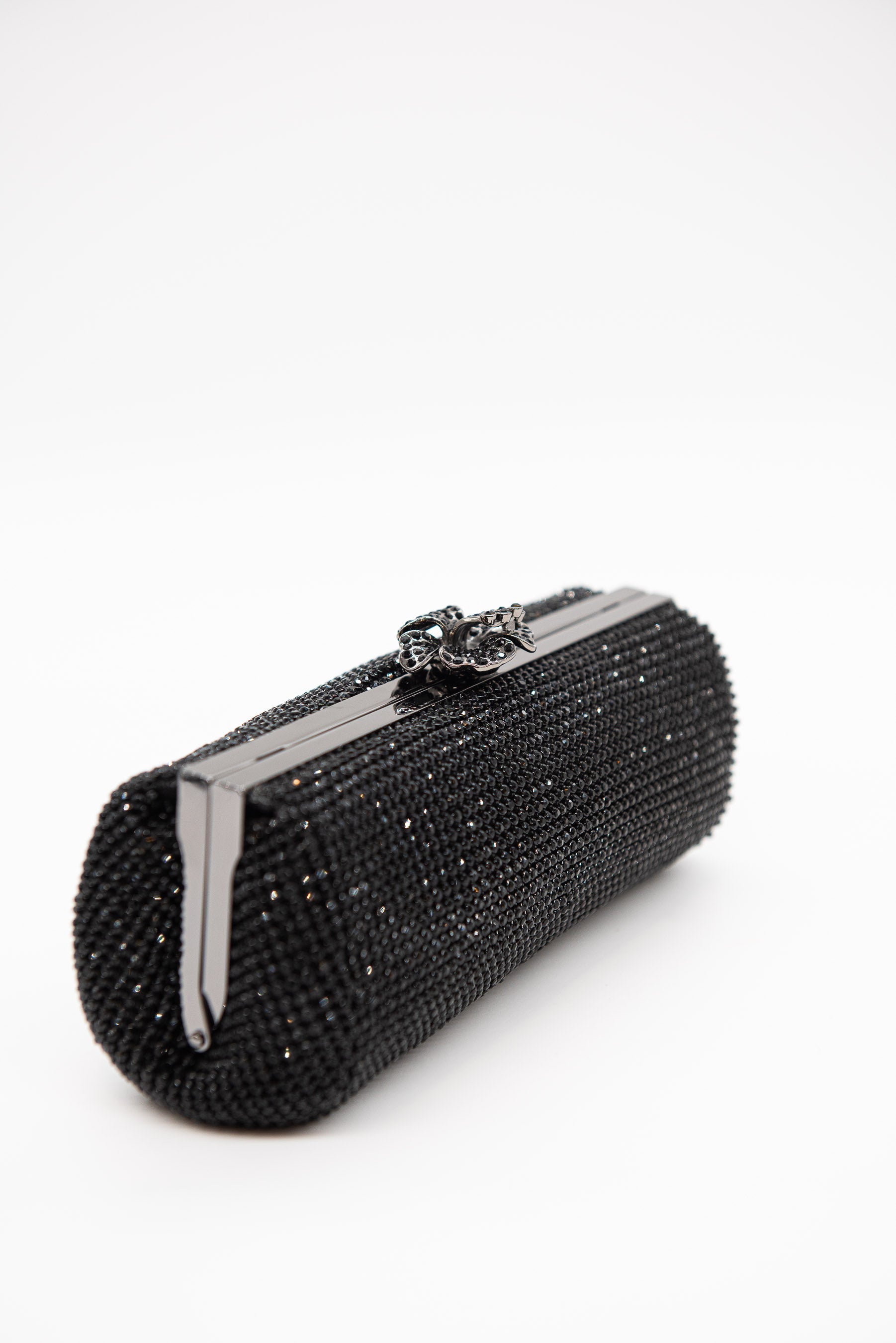 Black Crystal Mesh Clutch