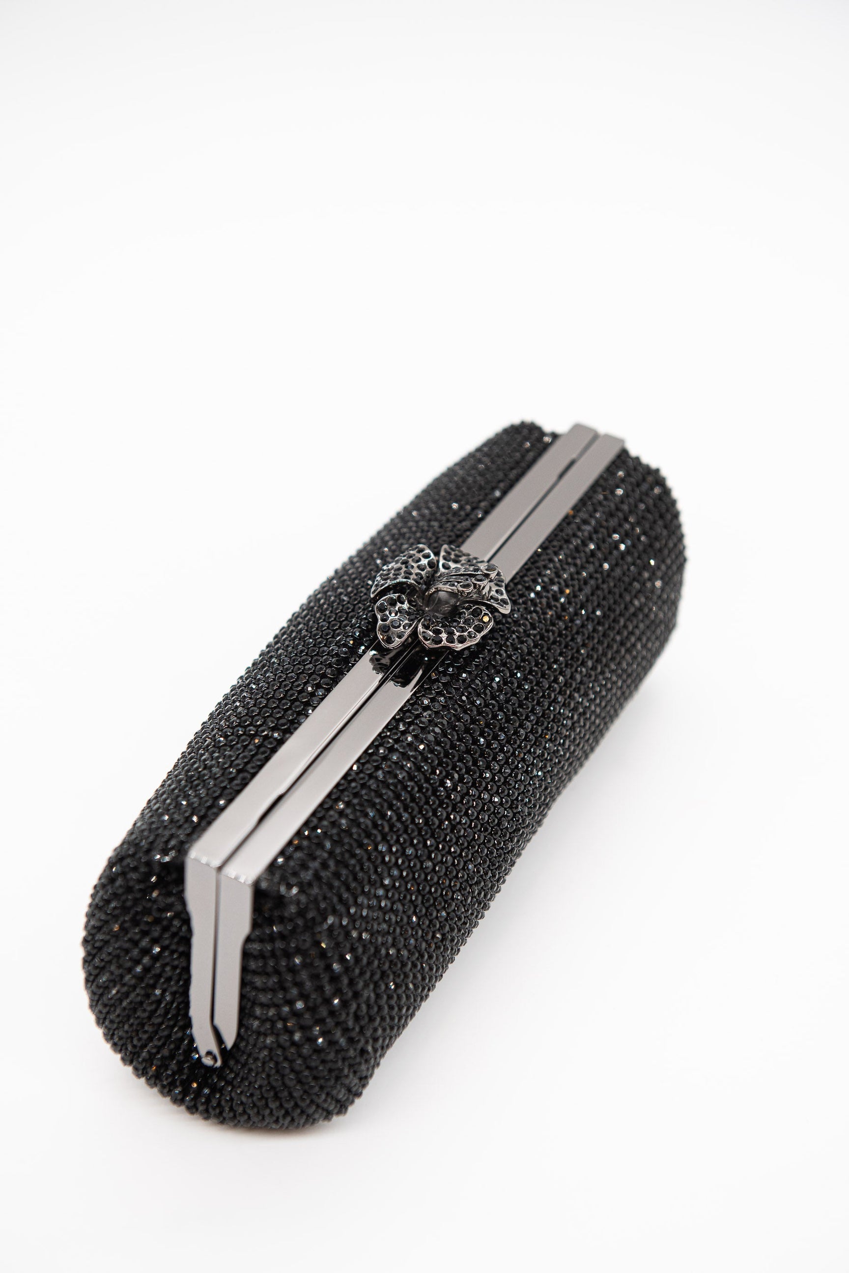 Black Crystal Mesh Clutch