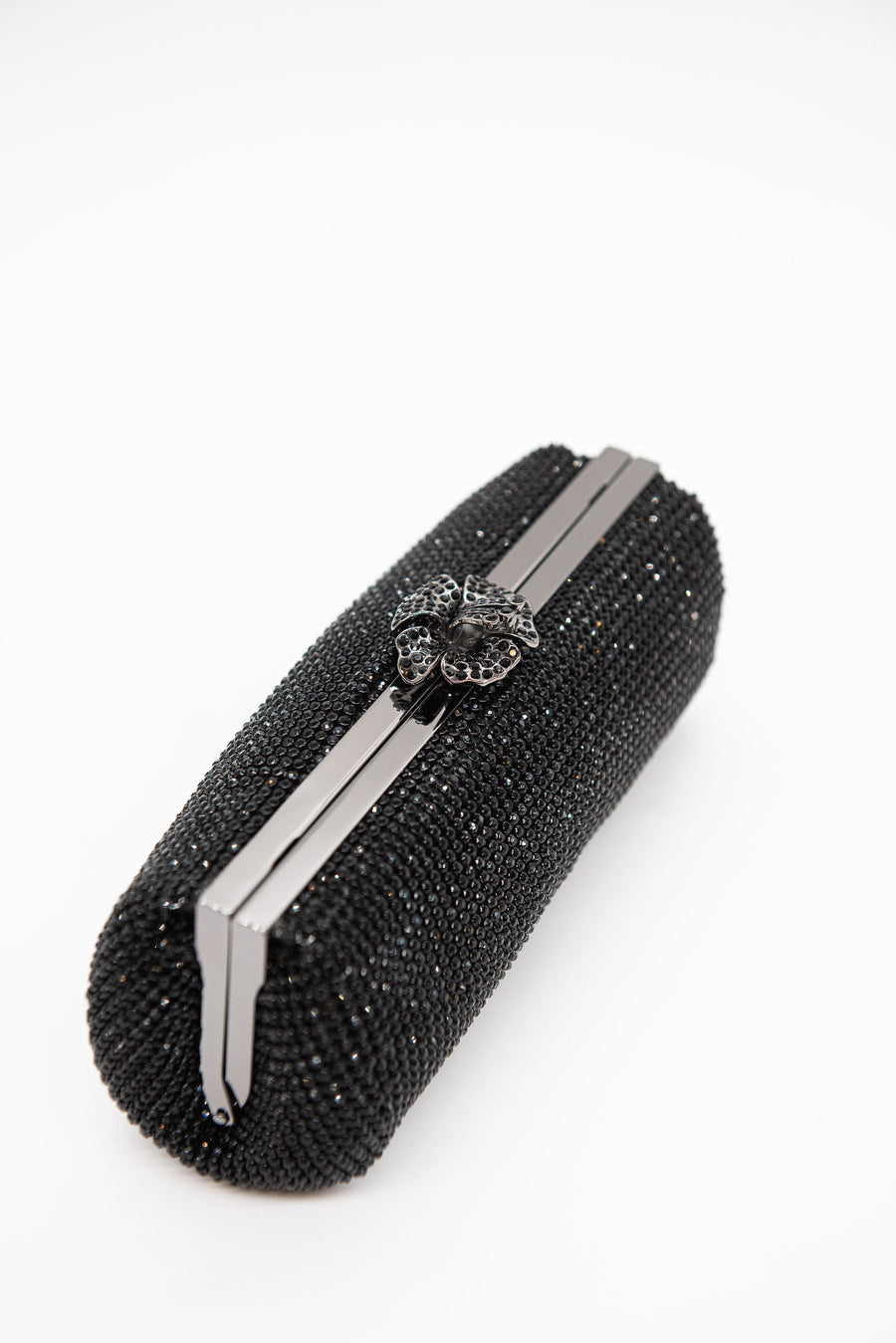 Black Crystal Mesh Clutch