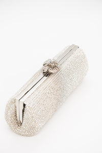 White Crystal Mesh Clutch