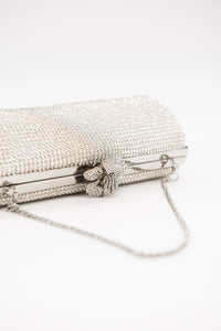 White Crystal Mesh Clutch