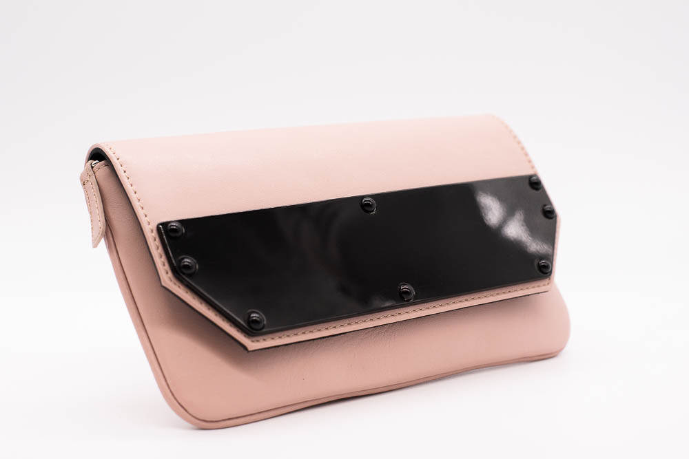 Pink and Black Colorblock Clutch