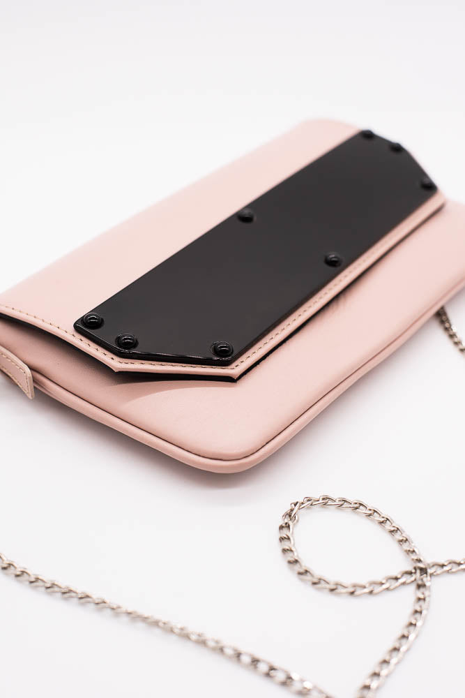 Pink and Black Colorblock Clutch