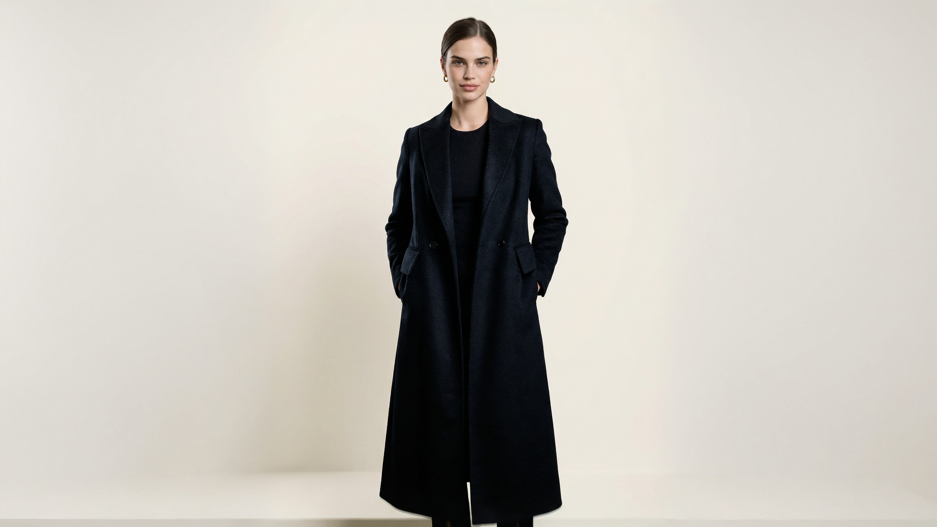 Demi-Couture Cashmere Double Breasted Overcoat - Black