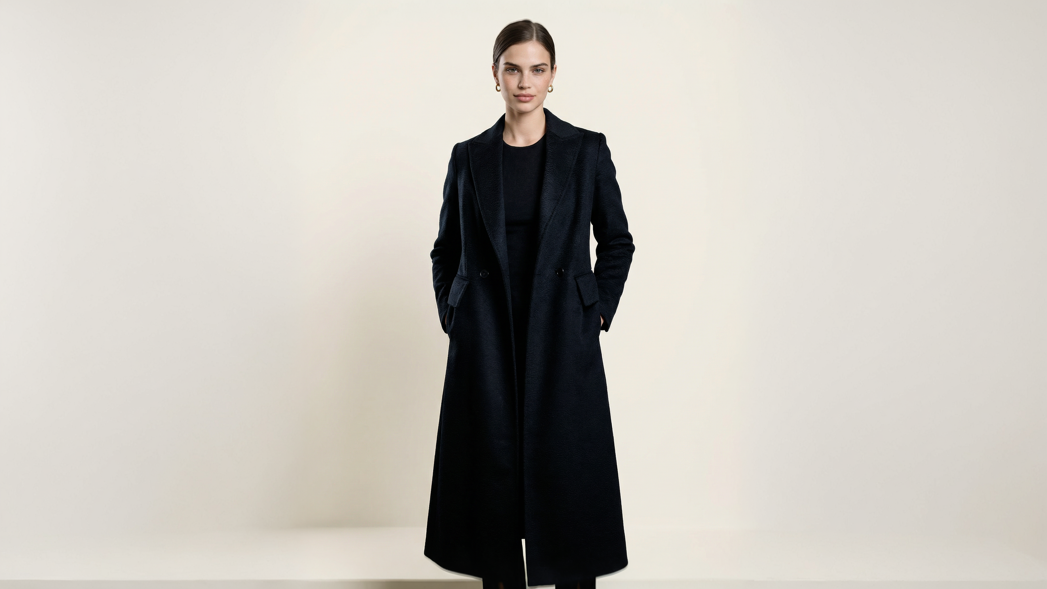 Demi-Couture Cashmere Double Breasted Overcoat - Black