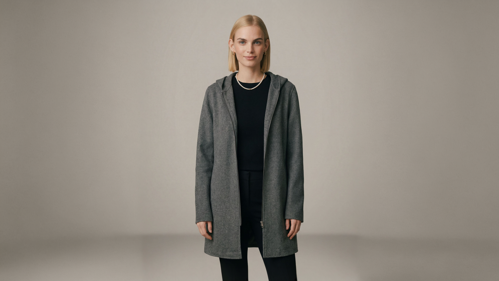 Demi-Couture Hooded Coat - Grey