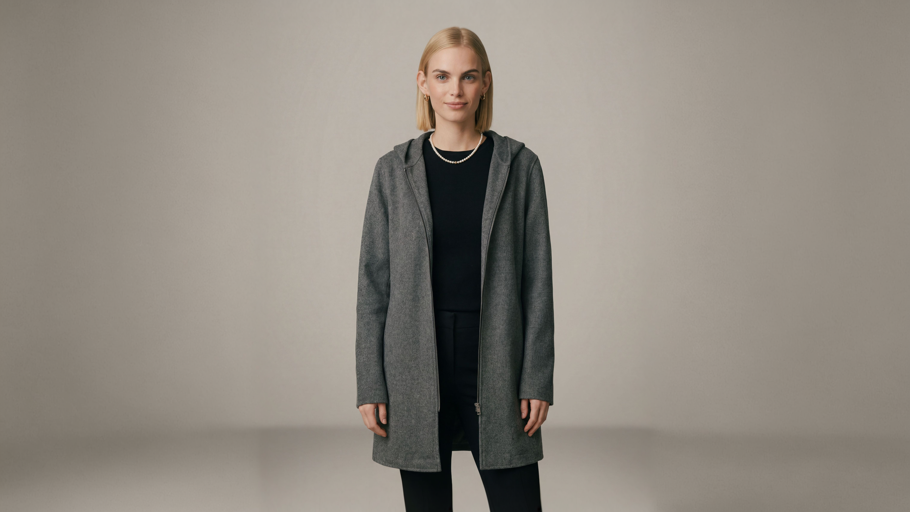 Demi-Couture Hooded Coat - Grey