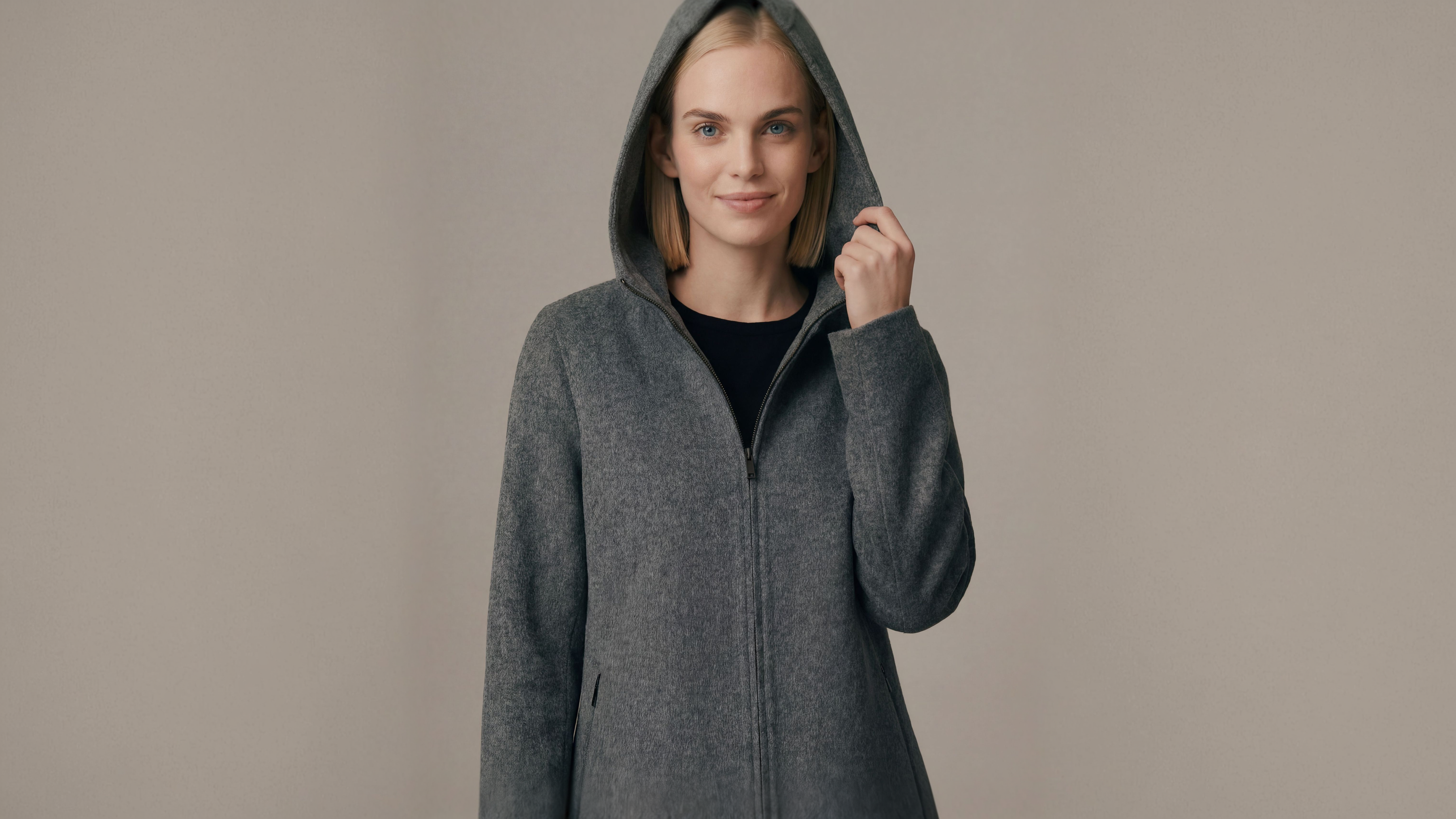 Demi-Couture Hooded Coat - Grey