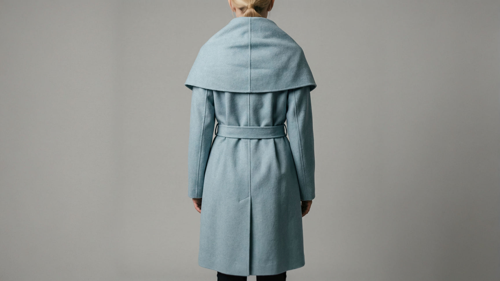 Demi-Couture Cashmere Shawl Collar Overcoat - Sky Blue