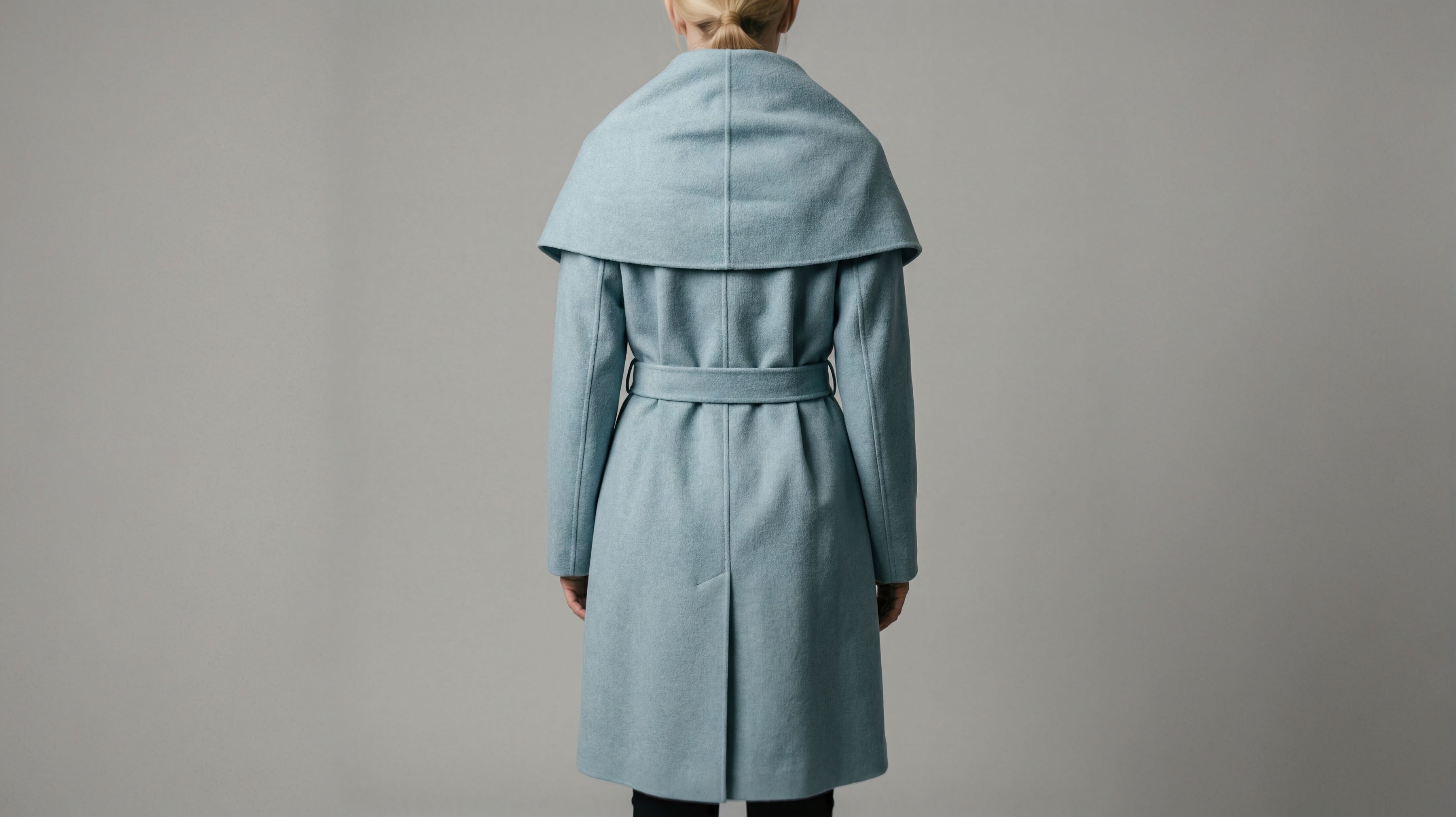 Demi-Couture Cashmere Shawl Collar Overcoat - Sky Blue