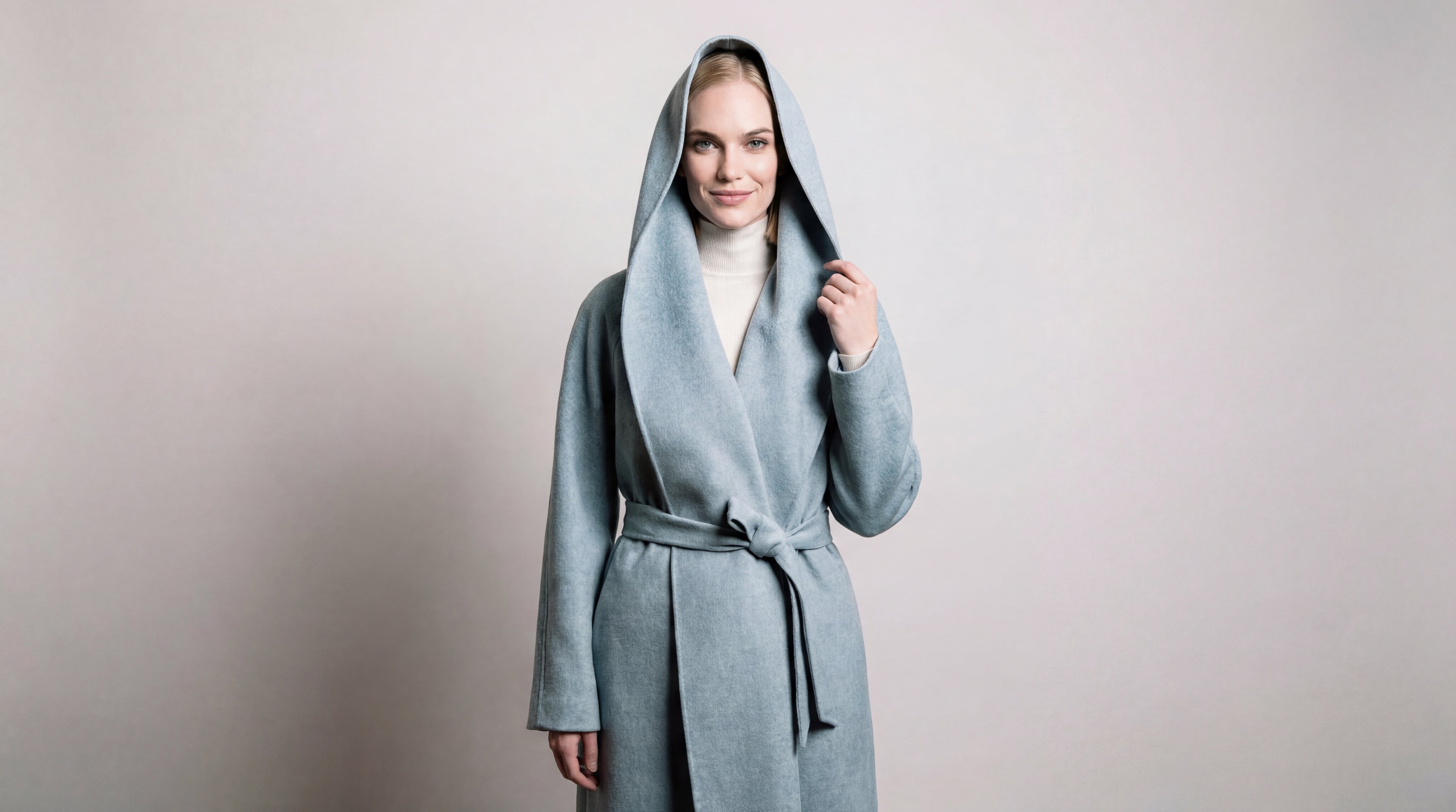 Demi-Couture Cashmere Shawl Collar Overcoat - Sky Blue
