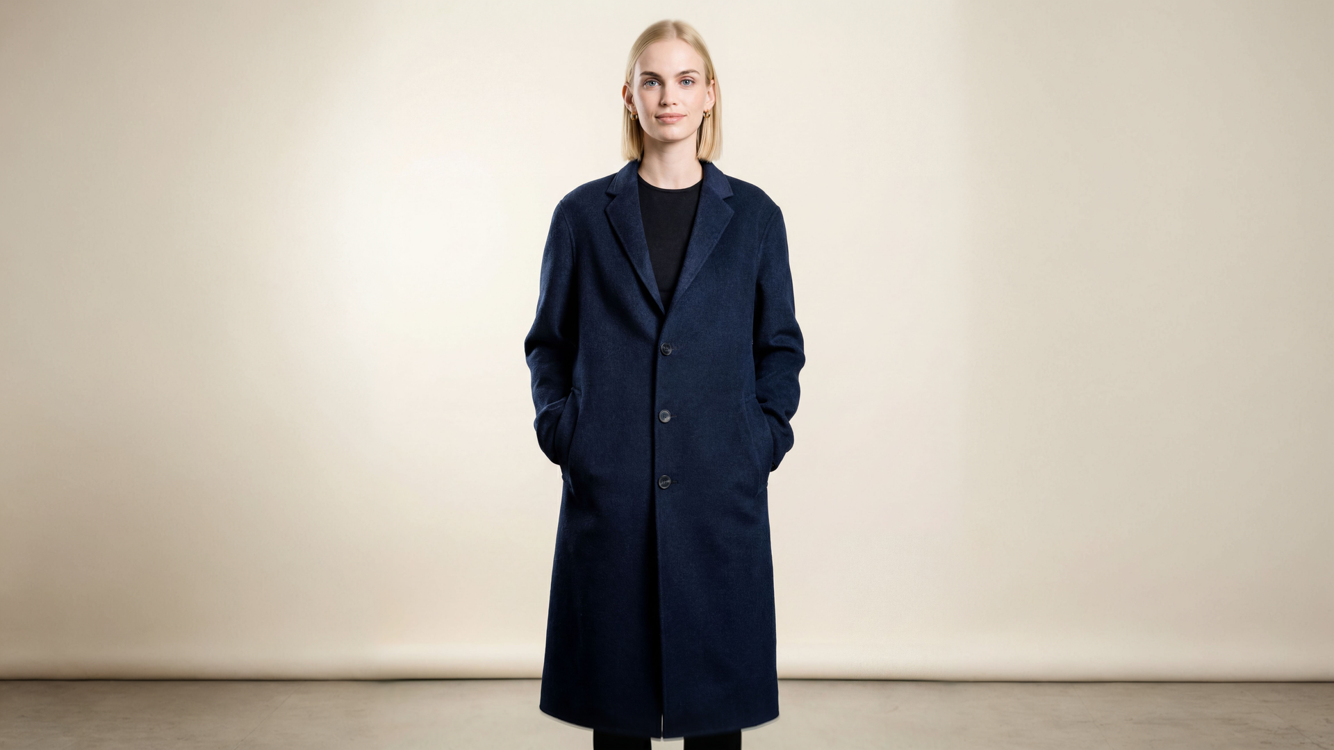 Demi-Couture Wool & Silk Overcoat -  Dark Navy