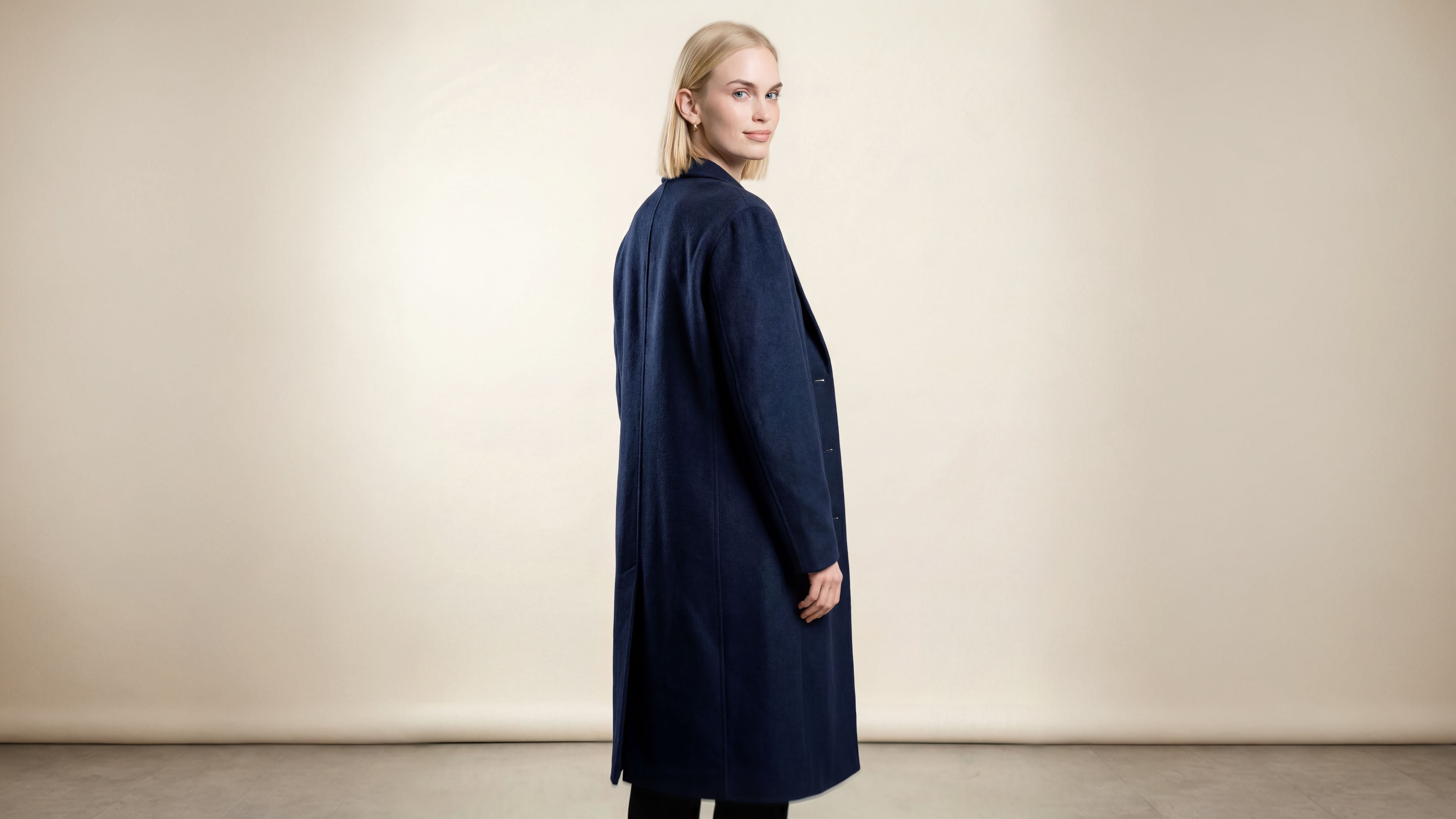 Demi-Couture Wool & Silk Overcoat -  Dark Navy