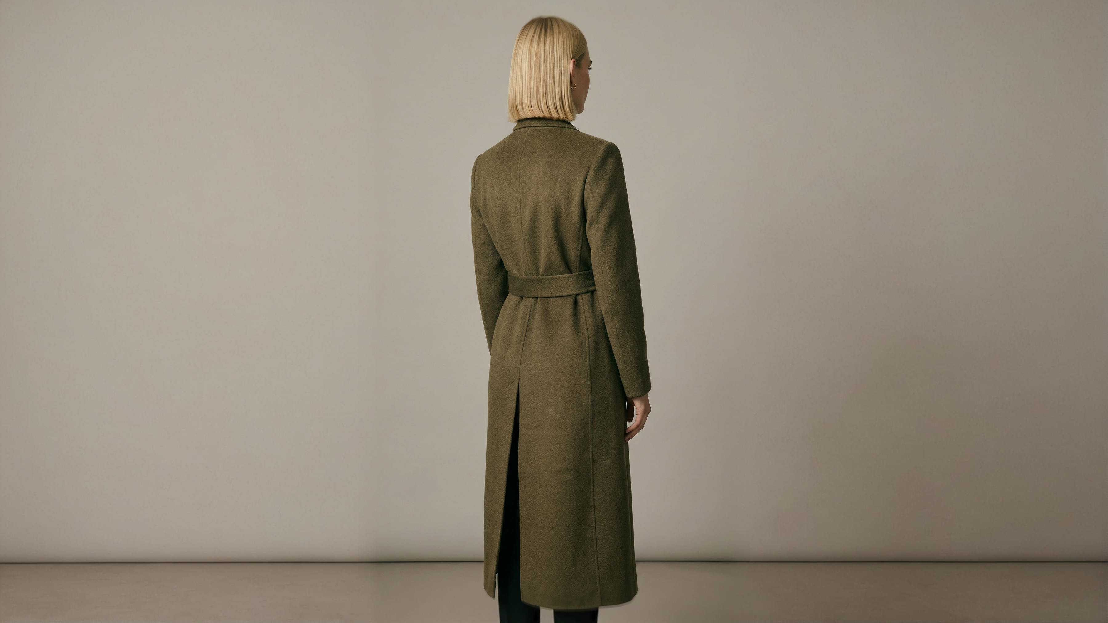 Demi-Couture Wool & Silk Overcoat - Olive