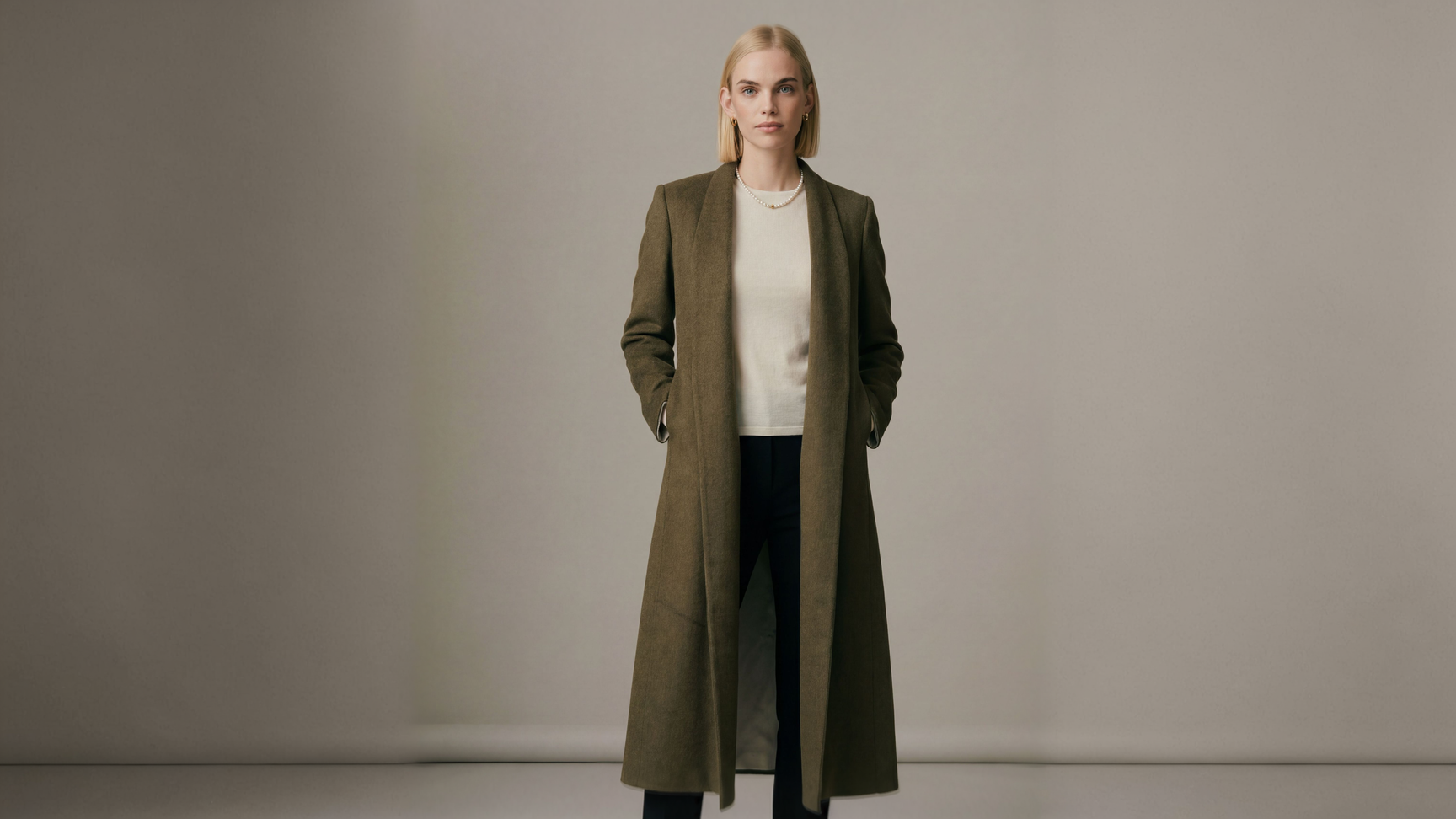 Demi-Couture Wool & Silk Overcoat - Olive