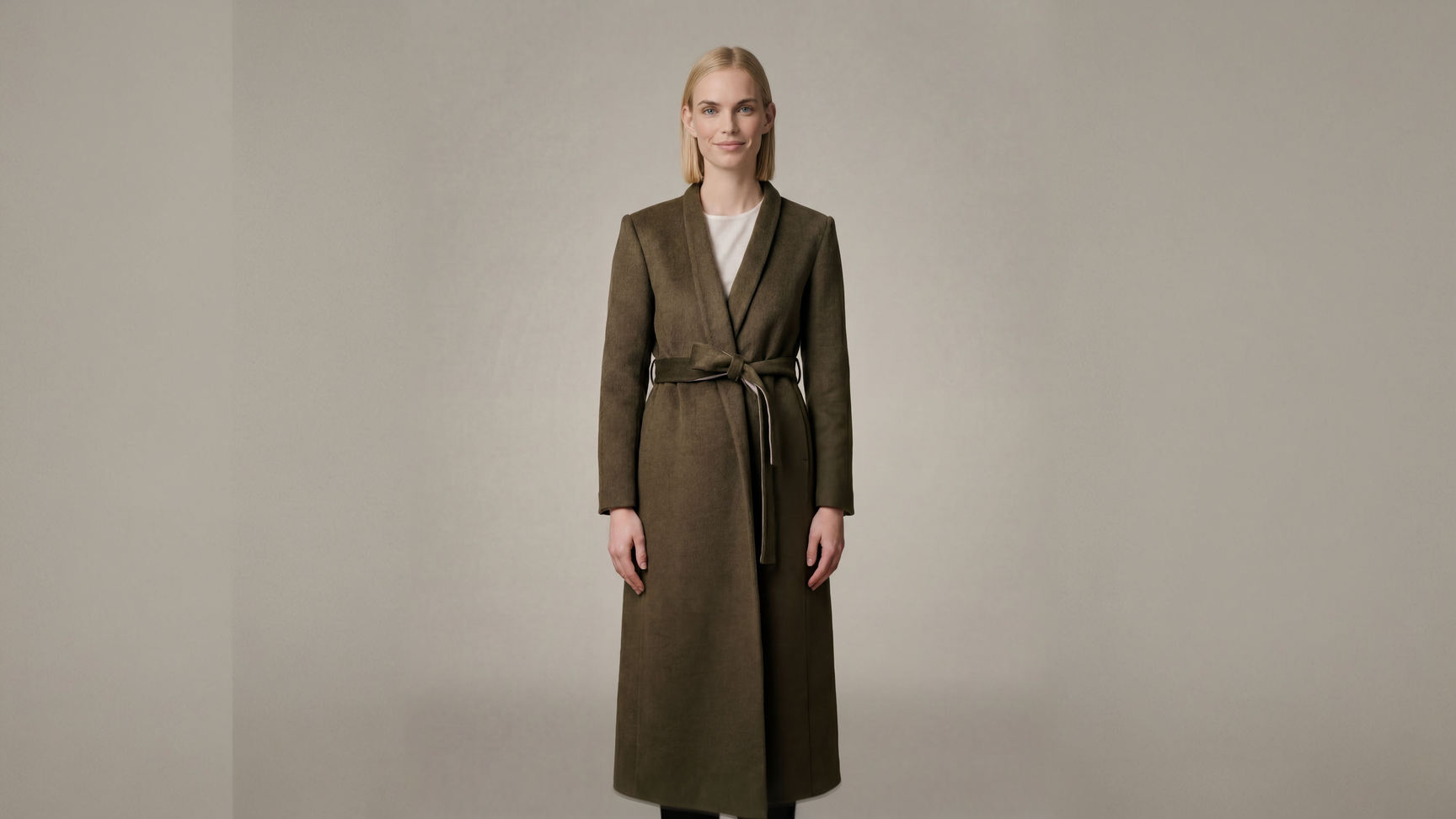 Demi-Couture Wool & Silk Overcoat - Olive