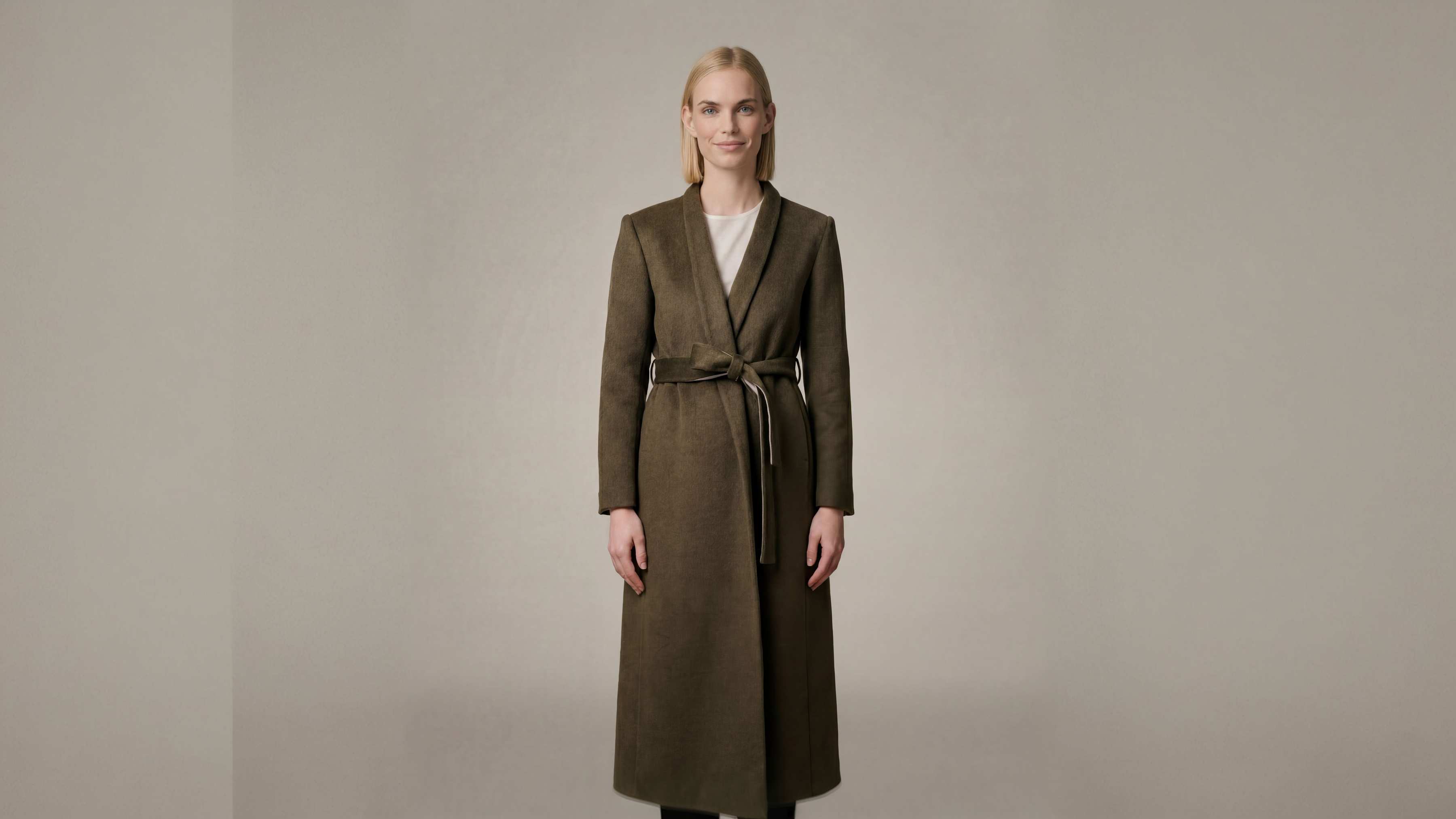 Demi-Couture Wool & Silk Overcoat - Olive