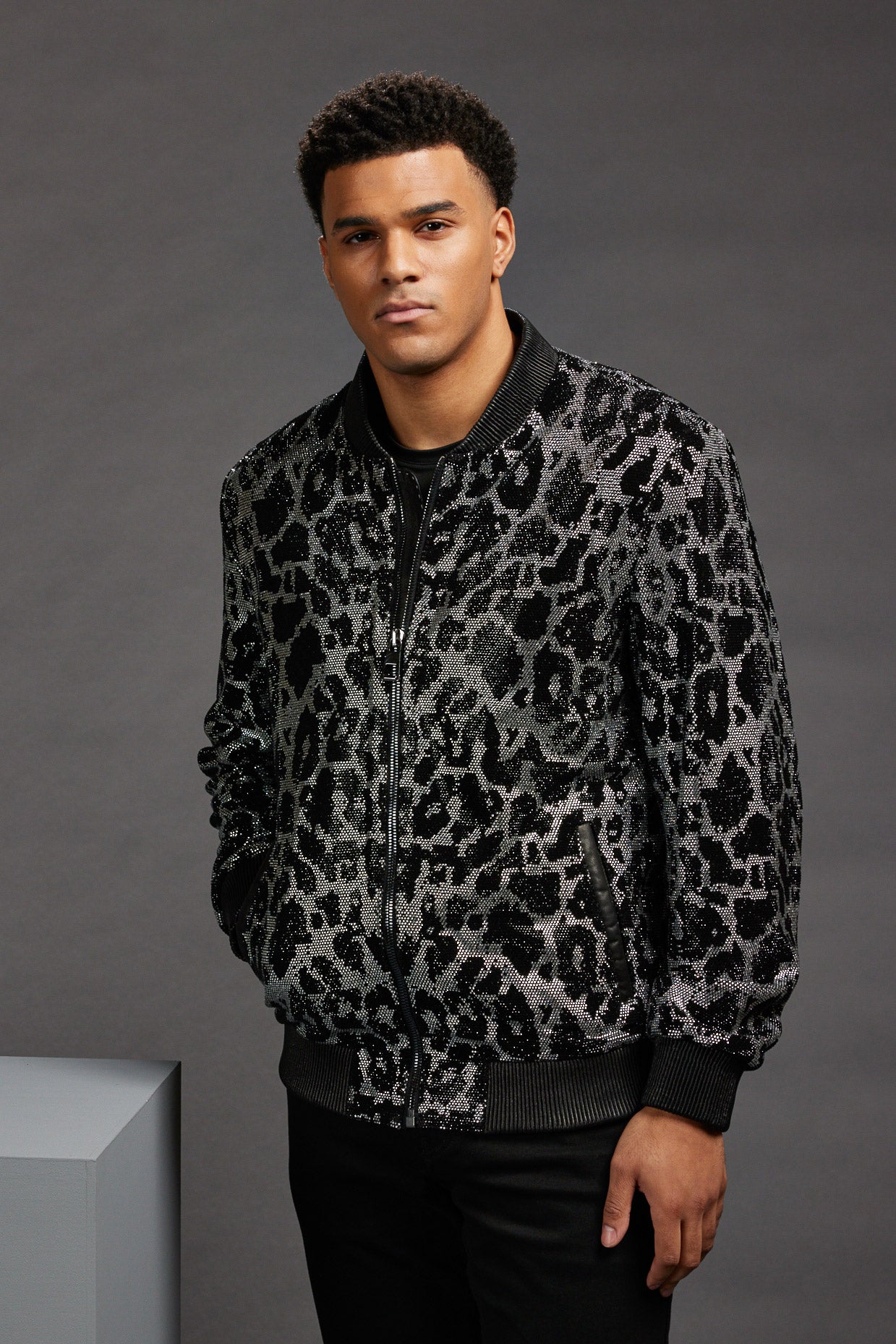 Men's Dazzling Crystal Bomber Jacket