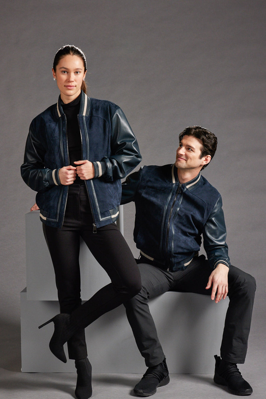 Leather and Suede Bomber Jacket