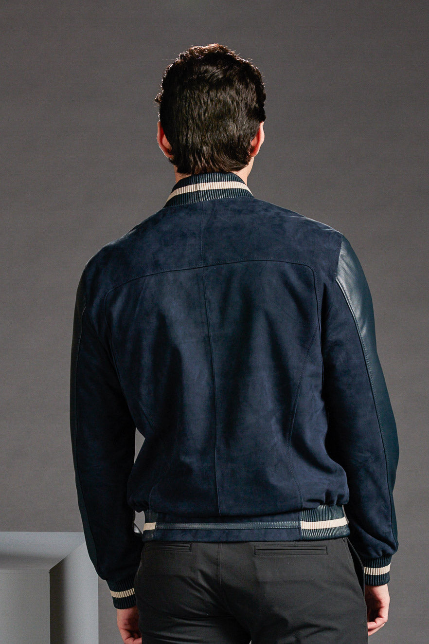 Leather and Suede Bomber Jacket