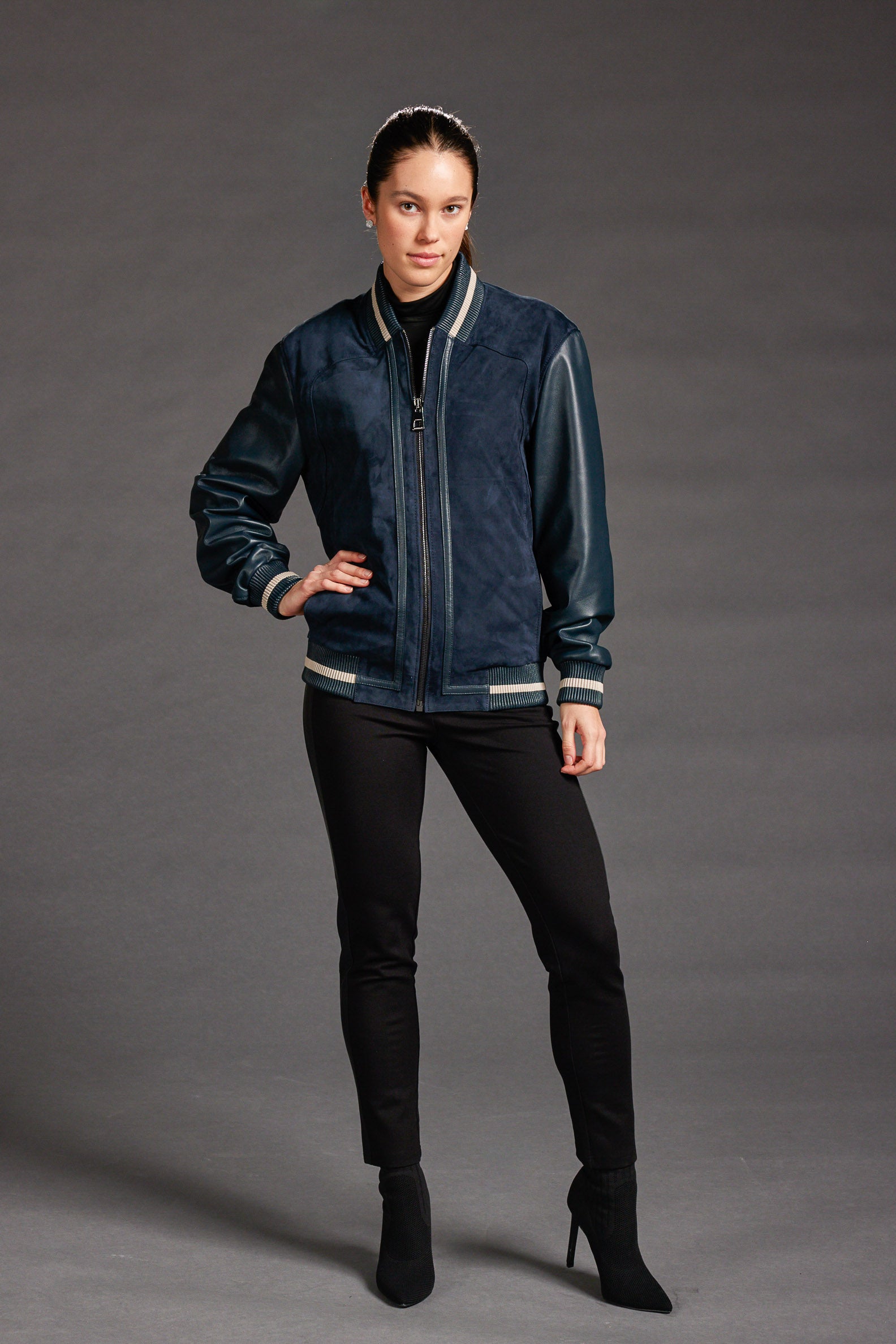 Leather and Suede Bomber Jacket