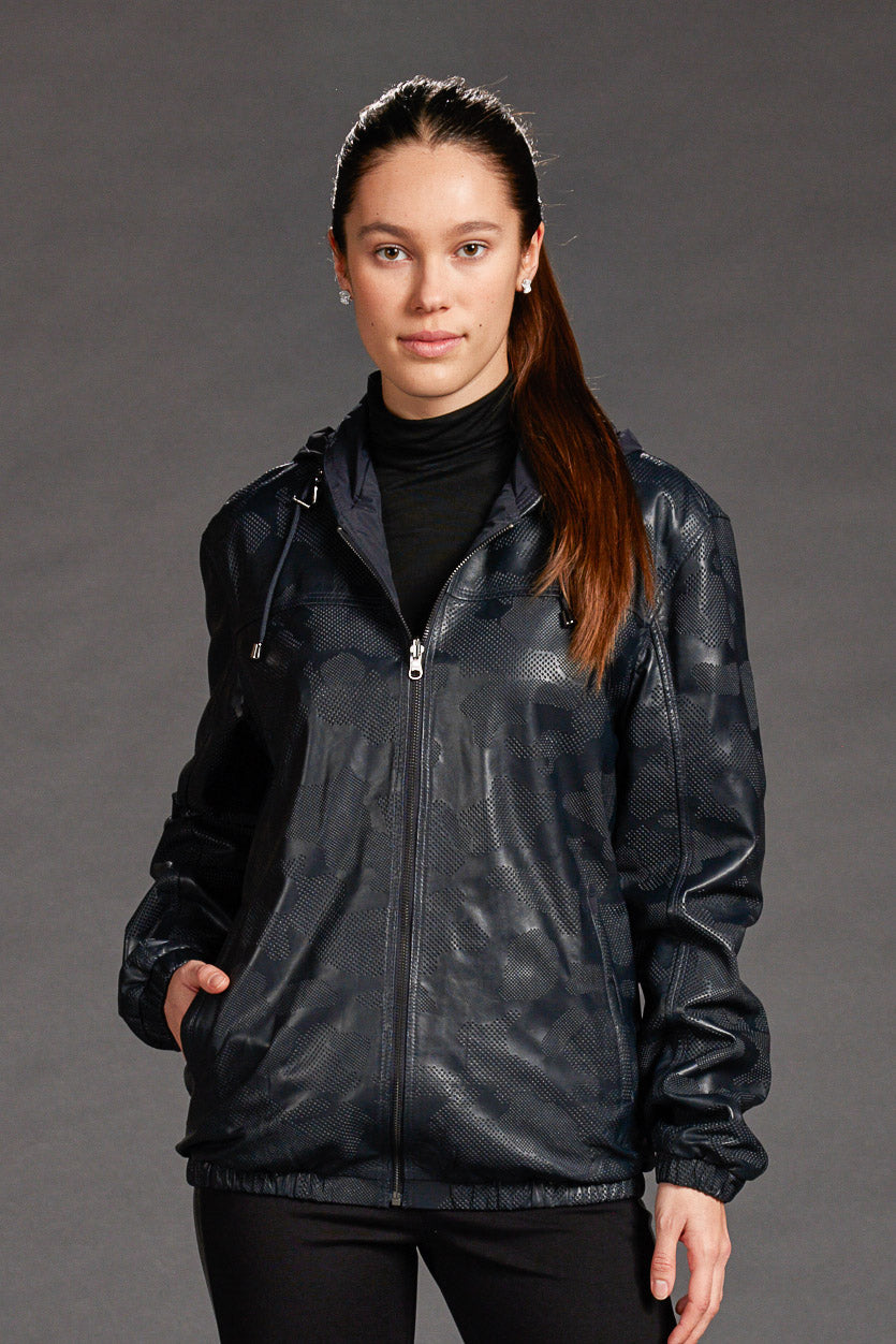 Reversible Camo Leather Bomber Jacket