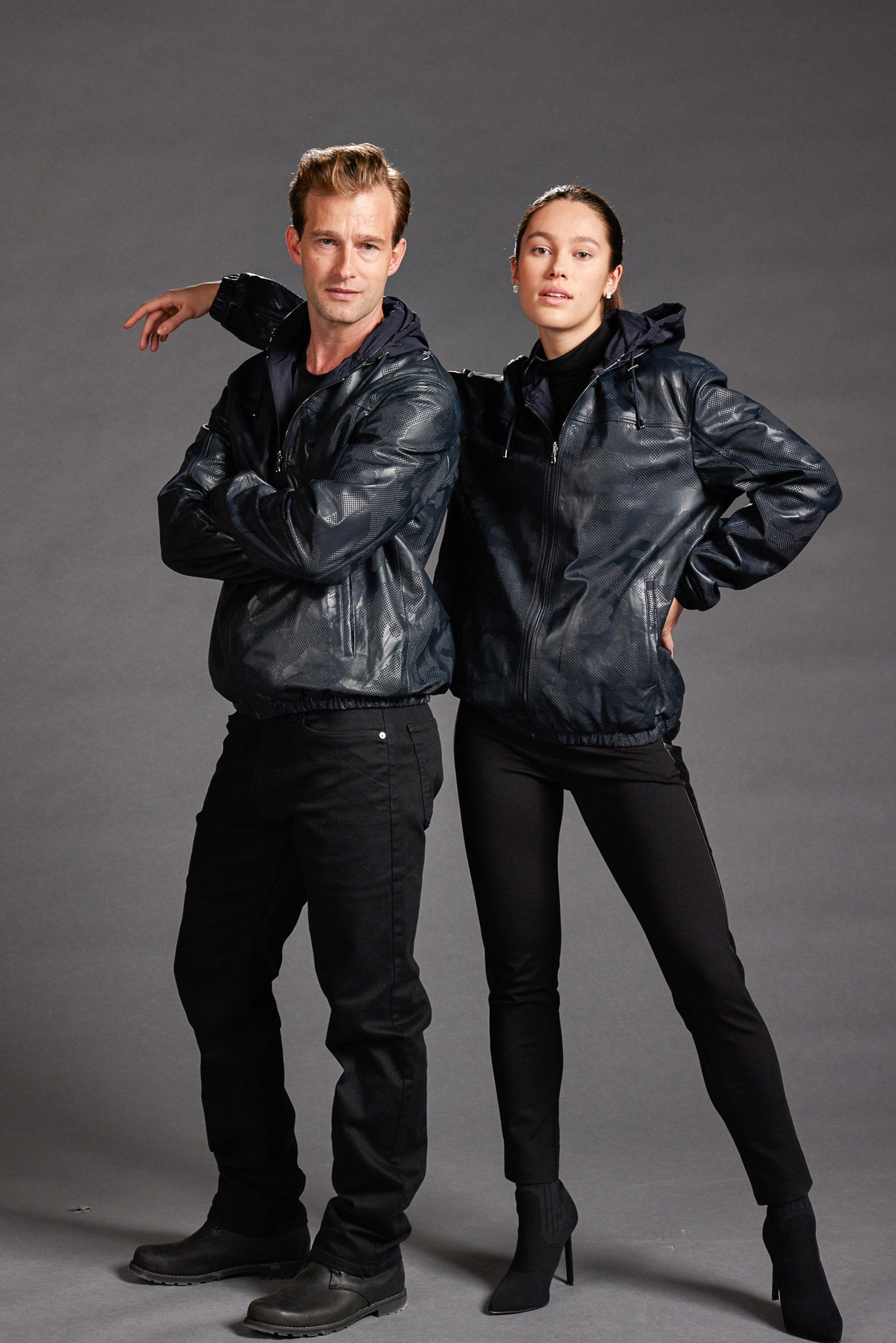 Reversible Camo Leather Bomber Jacket